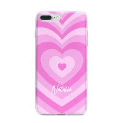 Personalised Pink Heart IPhone Case -CaseCraze Store Personalised Pink Heart iPhone 7 Plus Bumper Case on Silver iPhone