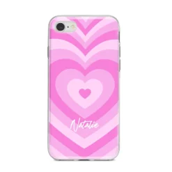 Personalised Pink Heart IPhone Case -CaseCraze Store Personalised Pink Heart iPhone 8 Bumper Case on Silver iPhone