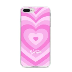 Personalised Pink Heart IPhone Case -CaseCraze Store Personalised Pink Heart iPhone 8 Plus Bumper Case on Silver iPhone