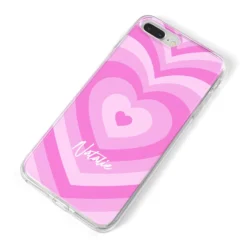 Personalised Pink Heart IPhone Case -CaseCraze Store Personalised Pink Heart iPhone 8 Plus Bumper Case on Silver iPhone Alternative Image