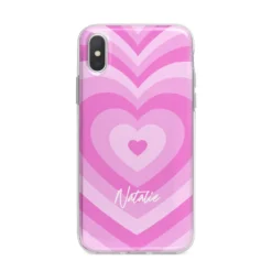 Personalised Pink Heart IPhone Case -CaseCraze Store Personalised Pink Heart iPhone X Bumper Case on Silver iPhone Alternative Image 1