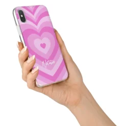 Personalised Pink Heart IPhone Case -CaseCraze Store Personalised Pink Heart iPhone X Bumper Case on Silver iPhone Alternative Image 2