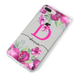 Personalised Pink Lilies IPhone Case -CaseCraze Store Personalised Pink Lilies iPhone 8 Plus Bumper Case on Silver iPhone Alternative Image