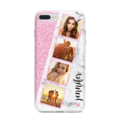 Personalised Pink Marble Photo Strip IPhone Case -CaseCraze Store Personalised Pink Marble Photo Strip iPhone 7 Plus Bumper Case on Silver iPhone