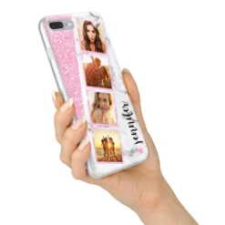 Personalised Pink Marble Photo Strip IPhone Case -CaseCraze Store Personalised Pink Marble Photo Strip iPhone 7 Plus Bumper Case on Silver iPhone Alternative Image