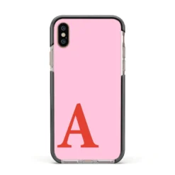 Personalised Pink And Red IPhone Case -CaseCraze Store Personalised Pink and Red Apple iPhone Xs Impact Case Black Edge on Gold Phone