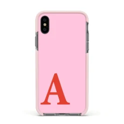 Personalised Pink And Red IPhone Case -CaseCraze Store Personalised Pink and Red Apple iPhone Xs Impact Case Pink Edge on Black Phone