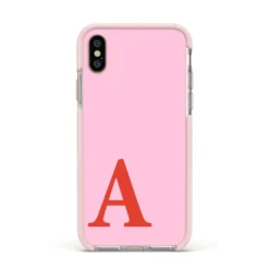 Personalised Pink And Red IPhone Case -CaseCraze Store Personalised Pink and Red Apple iPhone Xs Impact Case Pink Edge on Gold Phone