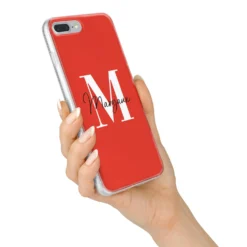 Personalised Red Name And Initial IPhone Case 34 Personalised Red Name And Initial IPhone Case -CaseCraze Store Personalised Red Name and Initial iPhone 7 Plus Bumper Case on Silver iPhone Alternative Image
