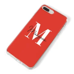 Personalised Red Name And Initial IPhone Case 30 Personalised Red Name And Initial IPhone Case -CaseCraze Store Personalised Red Name and Initial iPhone 8 Plus Bumper Case on Silver iPhone Alternative Image