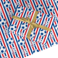 Personalised Red White Blue Football Wrapping Paper