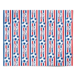 Personalised Red White Blue Football Wrapping Paper -CaseCraze Store Personalised Red White Blue Football Personalised Wrapping Paper Alternative