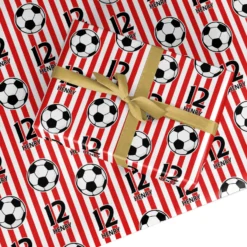 Personalised Red & White Football Wrapping Paper