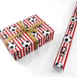 Personalised Red & White Football Wrapping Paper -CaseCraze Store Personalised Red White Football Personalised Wrapping Paper