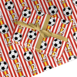 Personalised Red White Yellow Football Wrapping Paper