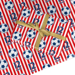 Personalised Red And White Football Wrapping Paper