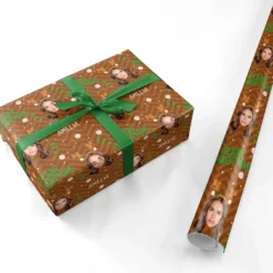 Personalised Reindeer Photo Face Wrapping Paper -CaseCraze Store Personalised Reindeer Photo Face Personalised Wrapping Paper