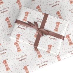 Personalised Rose Gold Number Balloon Wrapping Paper