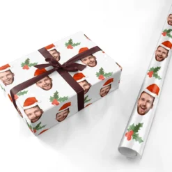 Personalised Santa Hat Photo Face Wrapping Paper -CaseCraze Store Personalised Santa Hat Photo Face Personalised Wrapping Paper