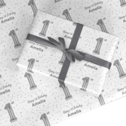 Personalised Silver Number Balloon Wrapping Paper