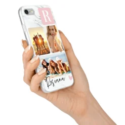Personalised Three Photo Marble Name IPhone Case -CaseCraze Store Personalised Three Photo Marble Name iPhone 7 Bumper Case on Silver iPhone Alternative Image