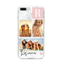 Personalised Three Photo Marble Name IPhone Case -CaseCraze Store Personalised Three Photo Marble Name iPhone 8 Plus Bumper Case on Silver iPhone