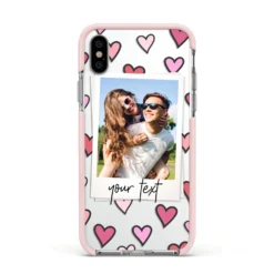 Personalised Valentine's Day Photo IPhone Case -CaseCraze Store Personalised Valentine s Day Photo Apple iPhone Xs Impact Case Pink Edge on Silver Phone