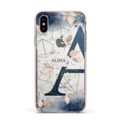 Personalised Watercolour Geometric IPhone Case -CaseCraze Store Personalised Watercolour Geometric Apple iPhone Xs Impact Case Pink Edge on Silver Phone