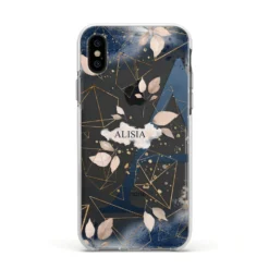 Personalised Watercolour Geometric IPhone Case -CaseCraze Store Personalised Watercolour Geometric Apple iPhone Xs Impact Case White Edge on Black Phone