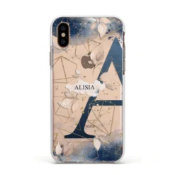 Personalised Watercolour Geometric IPhone Case -CaseCraze Store Personalised Watercolour Geometric Apple iPhone Xs Impact Case White Edge on Gold Phone