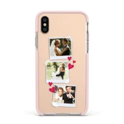 Personalised Wedding Photo Montage IPhone Case -CaseCraze Store Personalised Wedding Photo Montage Apple iPhone Xs Impact Case Pink Edge on Gold Phone
