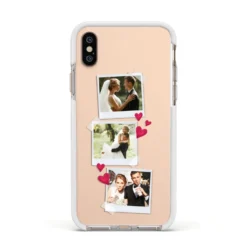 Personalised Wedding Photo Montage IPhone Case -CaseCraze Store Personalised Wedding Photo Montage Apple iPhone Xs Impact Case White Edge on Gold Phone