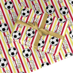 Personalised Yellow And Red Football Wrapping Paper
