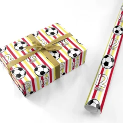 Personalised Yellow And Red Football Wrapping Paper -CaseCraze Store Personalised Yellow and Red Football Personalised Wrapping Paper