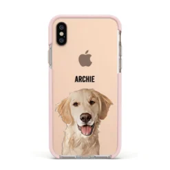 Pet Portrait IPhone Case 36 Pet Portrait IPhone Case -CaseCraze Store Pet Portrait Apple iPhone Xs Impact Case Pink Edge on Gold Phone