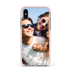 Photo IPhone Case -CaseCraze Store Photo Apple iPhone Xs Impact Case Pink Edge on Silver Phone
