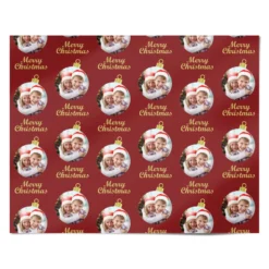 Photo Christmas Bauble Wrapping Paper -CaseCraze Store Photo Christmas Bauble Personalised Wrapping Paper Alternative