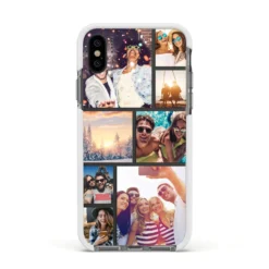 Photo Collage IPhone Case -CaseCraze Store Photo Collage Apple iPhone Xs Impact Case White Edge on Black Phone
