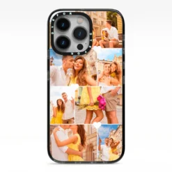 Photo Collage Heart IPhone Case -CaseCraze Store Photo Collage Heart iPhone 13 Pro Black Impact Case on Silver phone