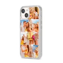 Photo Collage Heart IPhone Case -CaseCraze Store Photo Collage Heart iPhone 14 Clear Tough Case Starlight Angled Image