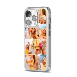 Photo Collage Heart IPhone Case -CaseCraze Store Photo Collage Heart iPhone 14 Pro Clear Tough Case Silver Angled Image