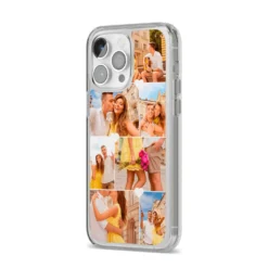 Photo Collage Heart IPhone Case -CaseCraze Store Photo Collage Heart iPhone 14 Pro Max Clear Tough Case Silver Angled Image