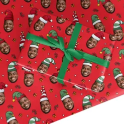 Photo Face Christmas Hats Personalised Wrapping Paper
