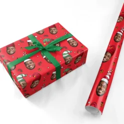 Photo Face Christmas Hats Personalised Wrapping Paper -CaseCraze Store Photo Face Christmas Hats Personalised Personalised Wrapping Paper