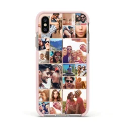 Photo Grid IPhone Case -CaseCraze Store Photo Grid Apple iPhone Xs Impact Case Pink Edge on Gold Phone