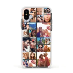 Photo Grid IPhone Case -CaseCraze Store Photo Grid Apple iPhone Xs Impact Case White Edge on Black Phone