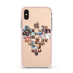 Photo Heart Collage IPhone Case -CaseCraze Store Photo Heart Collage Apple iPhone Xs Impact Case Pink Edge on Gold Phone