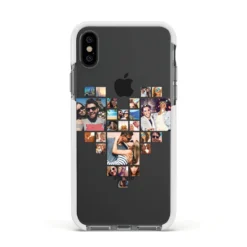 Photo Heart Collage IPhone Case -CaseCraze Store Photo Heart Collage Apple iPhone Xs Impact Case White Edge on Black Phone
