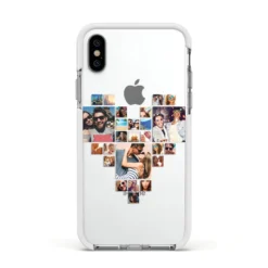 Photo Heart Collage IPhone Case -CaseCraze Store Photo Heart Collage Apple iPhone Xs Impact Case White Edge on Silver Phone