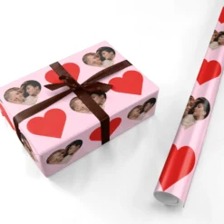 Photo Heart Valentine Wrapping Paper -CaseCraze Store Photo Heart Valentine Personalised Wrapping Paper